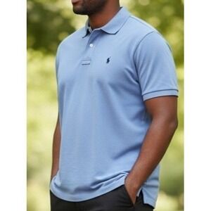 Polo Ralph Lauren Mens XL Blue Cotton Short Sleeve Pony Logo Polo Shirt